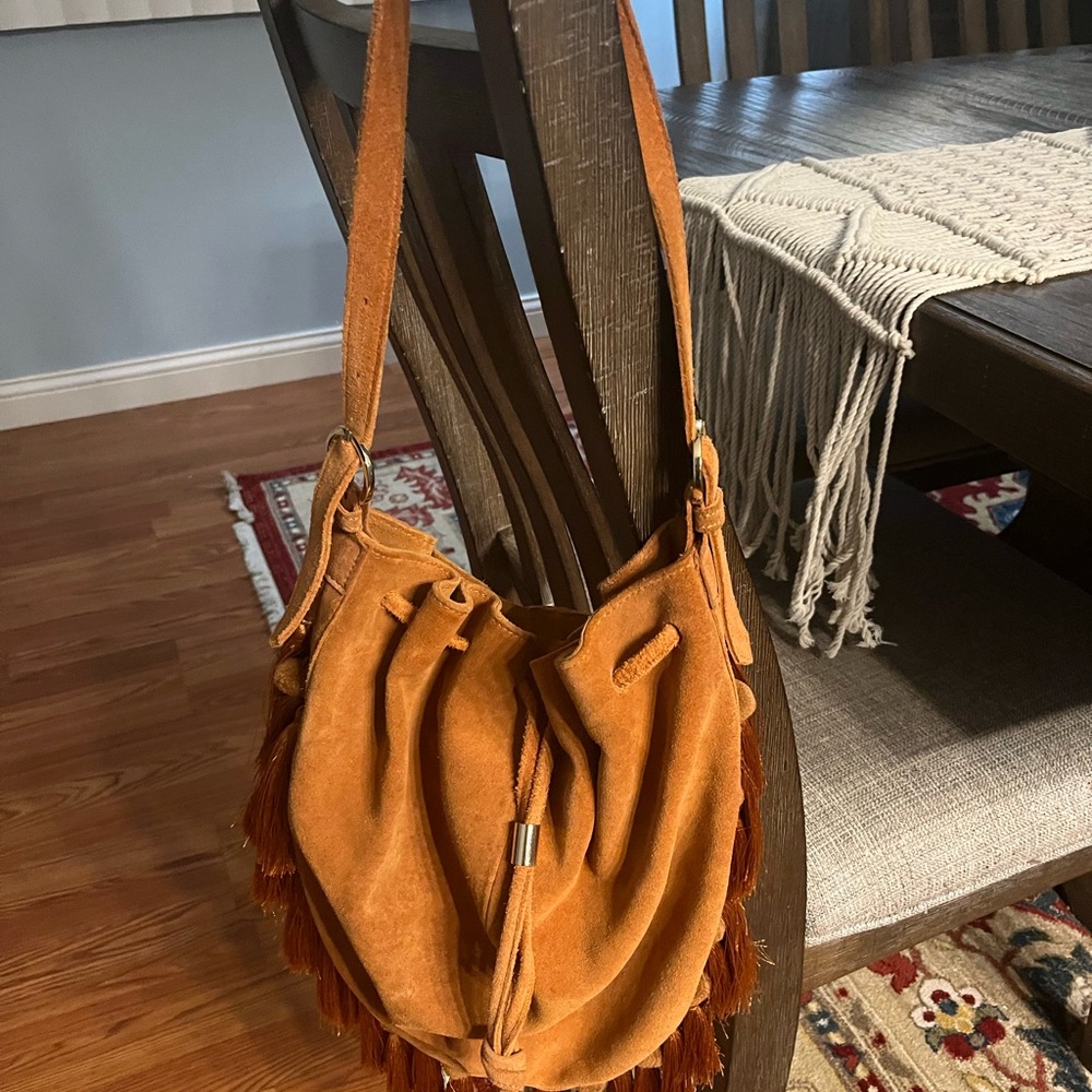 Mango suede leather hobo bag
